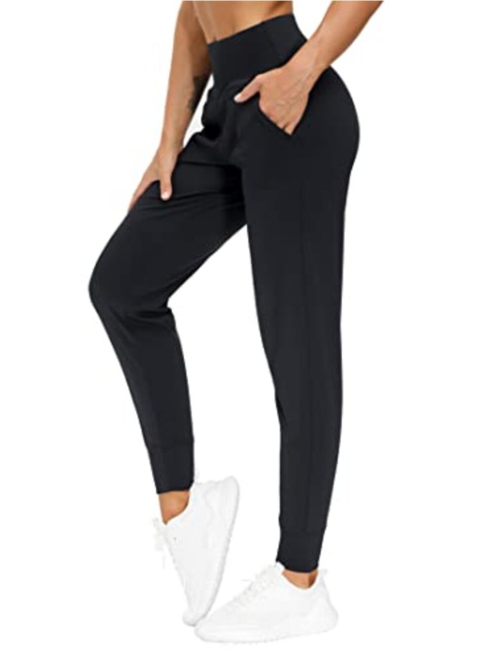 Women's High Waist Tapered Joggers with Pockets, 4-Way Stretch Workout Pants